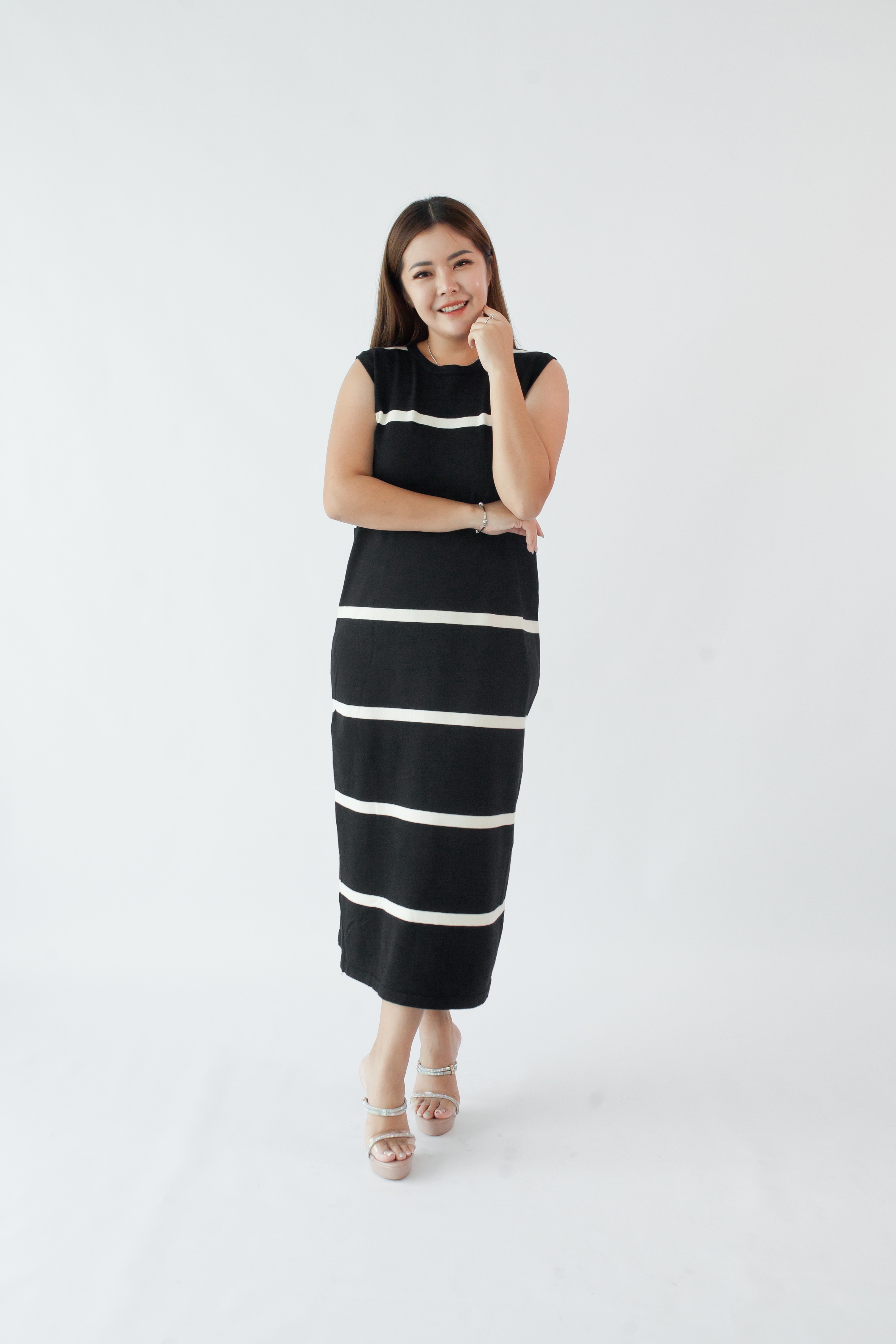 [BC Signature] 2087 Slanie Sleeveless Knit Dress W Stripes 