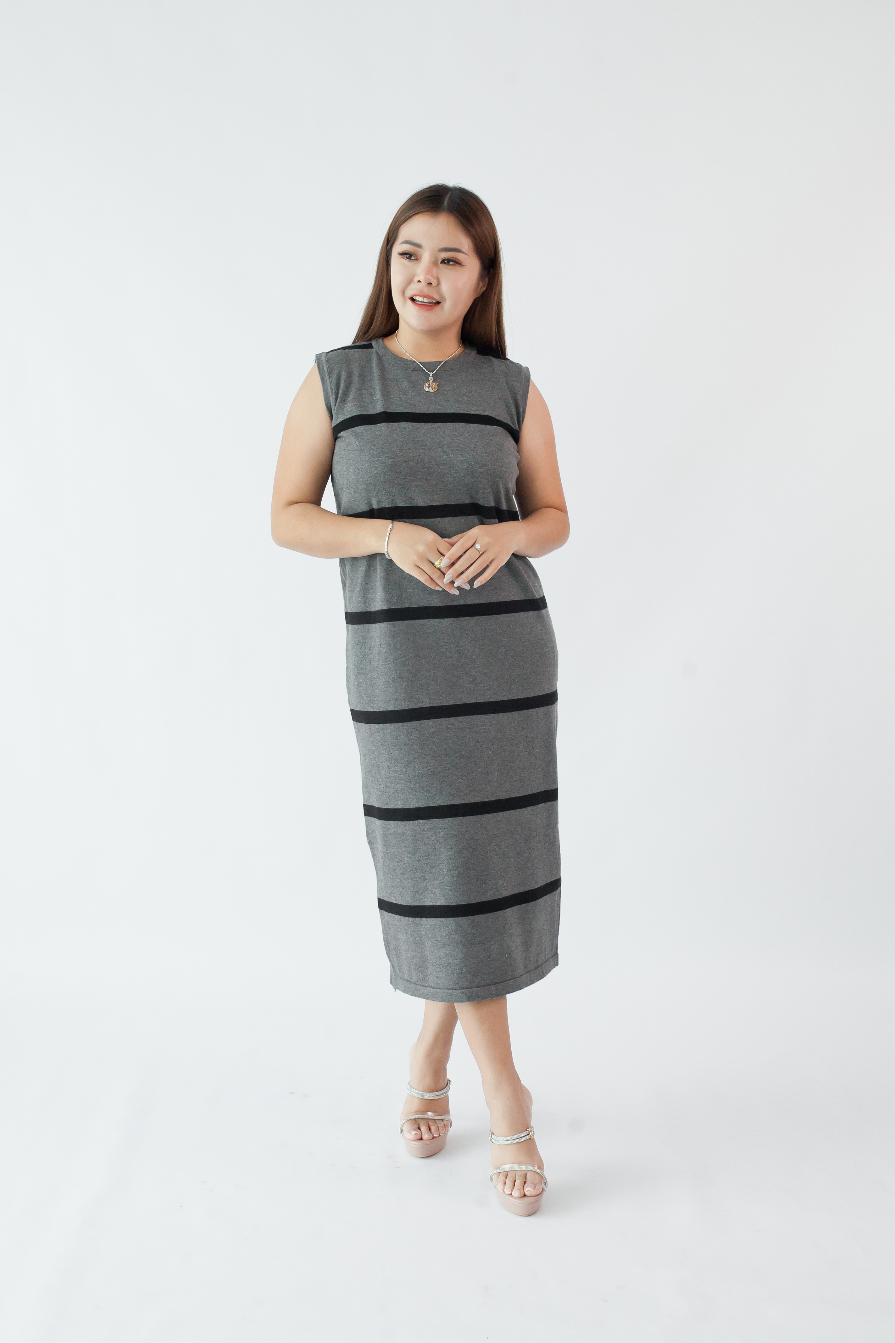 [BC Signature] 2087 Slanie Sleeveless Knit Dress W Stripes 