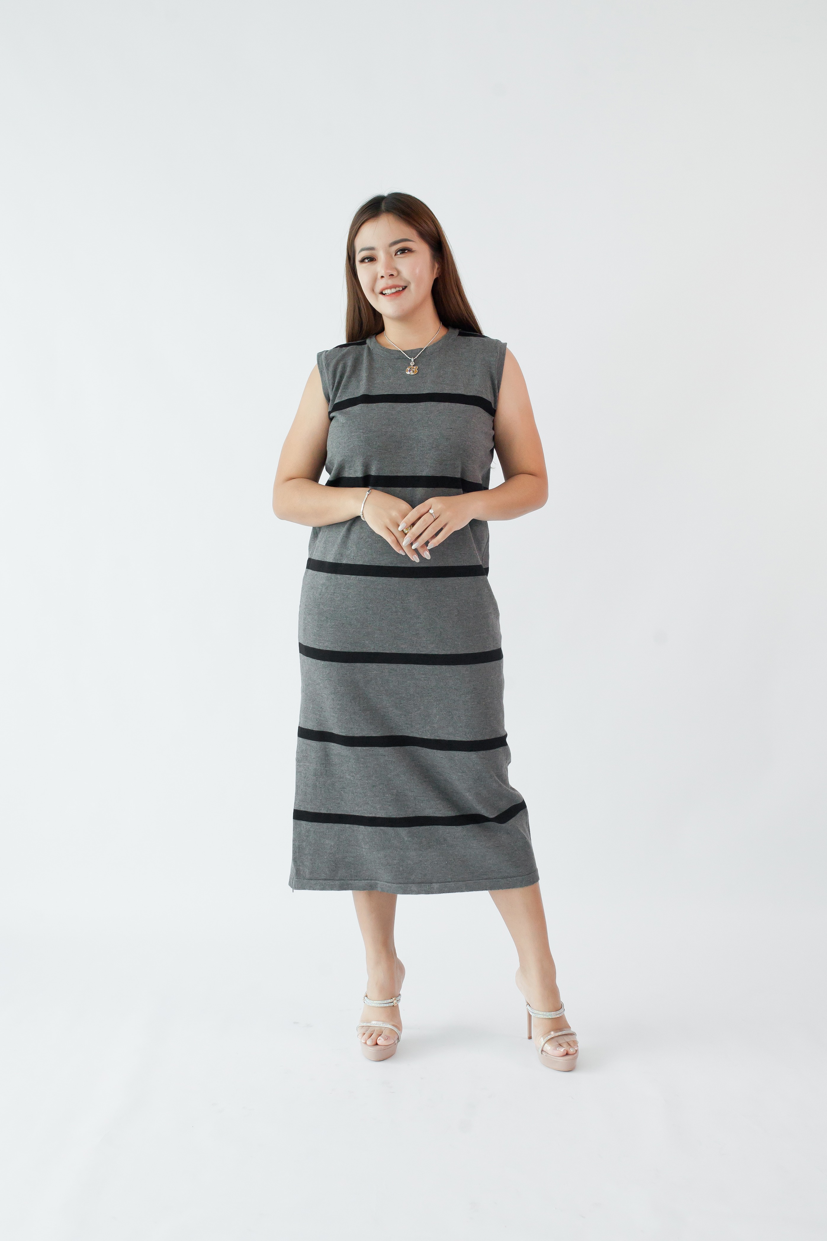 [BC Signature] 2087 Slanie Sleeveless Knit Dress W Stripes 