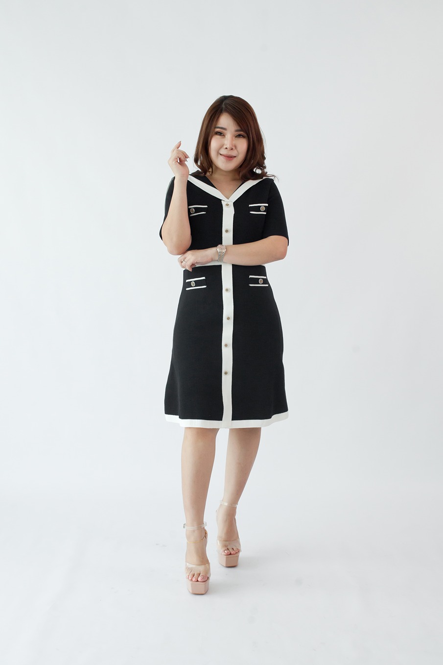 2103 Joelle V Neck Knit Dress 