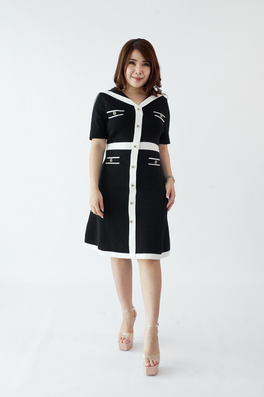 2103 Joelle V Neck Knit Dress