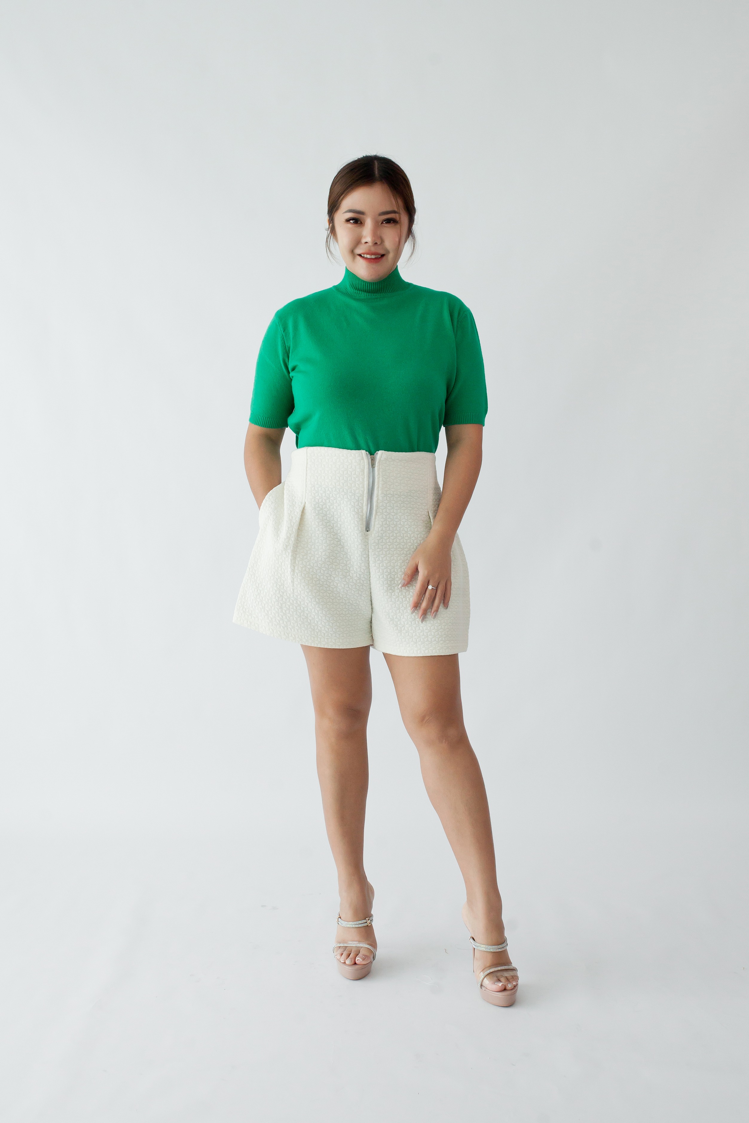 [BC Signature] 1863 Fiorella Shorts W Front Zipper 
