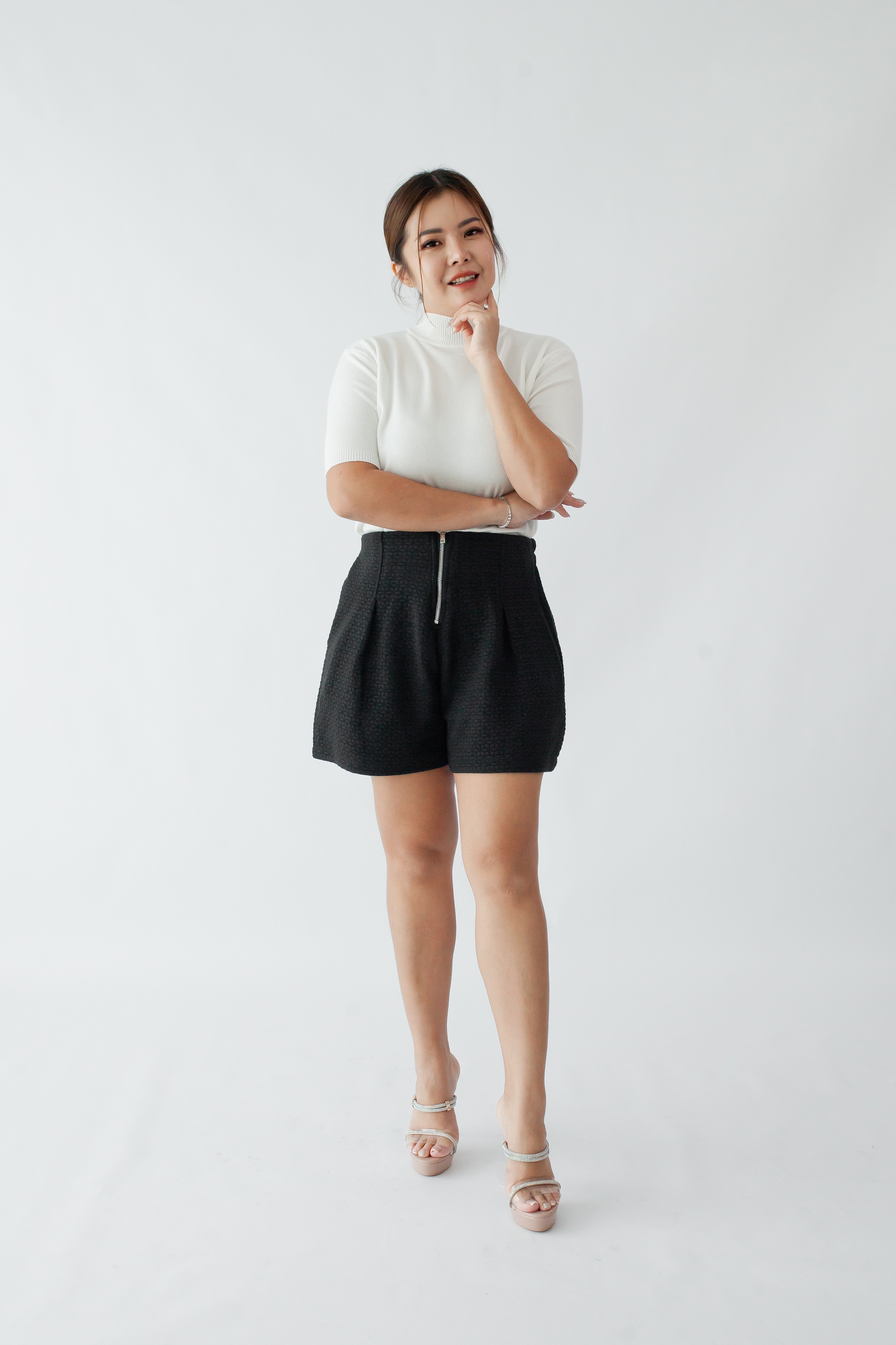 [BC Signature] 1863 Fiorella Shorts W Front Zipper 