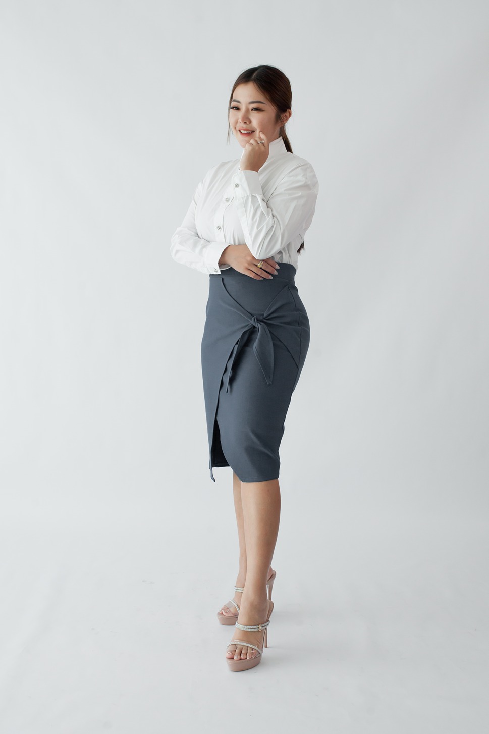 [BC Signature] 1321 Papillon Front Tie Pencil Skirt