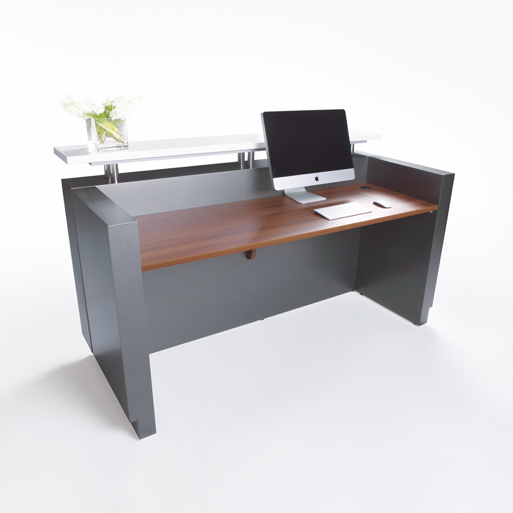 Hugo Office Reception Counter Metallic Grey W2200mm