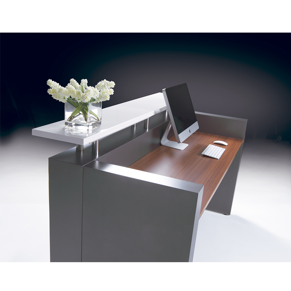 Hugo Office Reception Counter Metallic Grey W2200mm