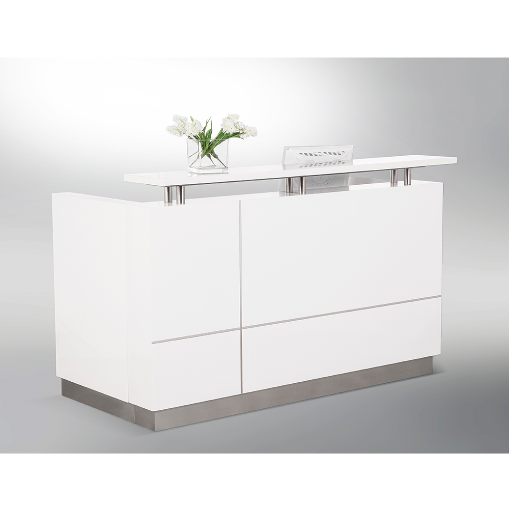 Hugo Office Reception Counter High Gloss White W2200mm