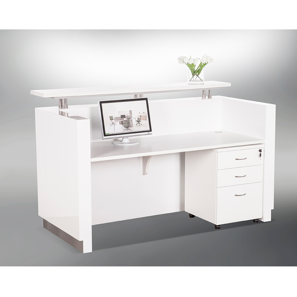 Hugo Office Reception Counter High Gloss White W1800mm