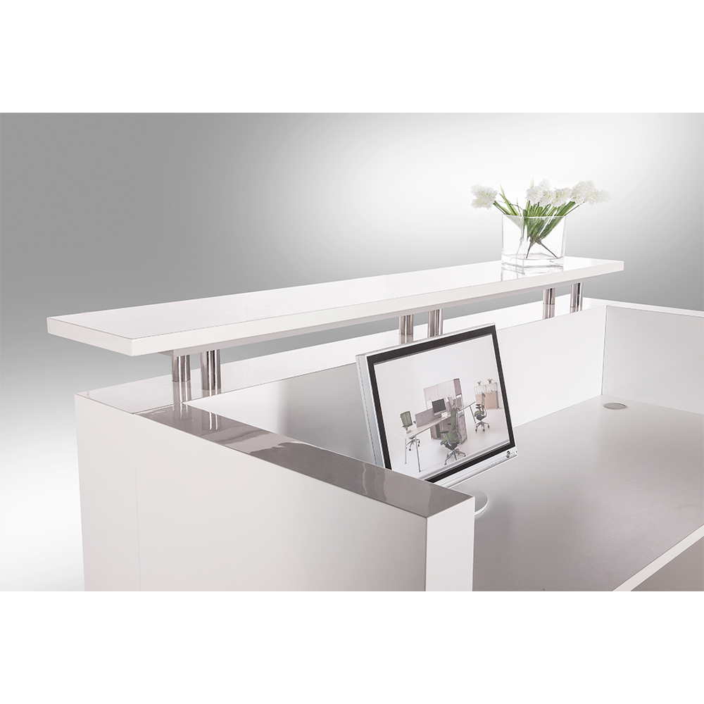 Hugo Office Reception Counter High Gloss White W1800mm