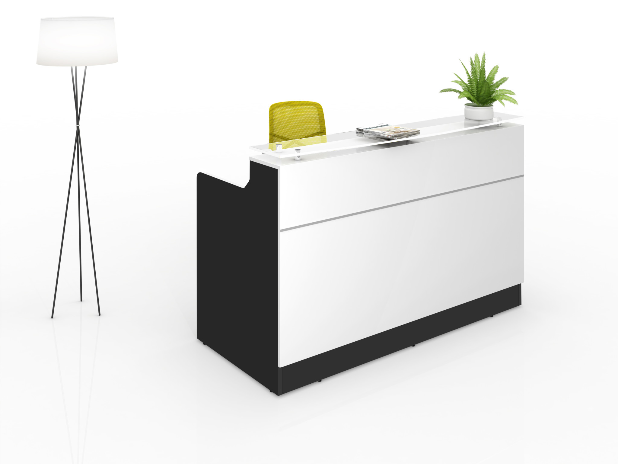Classic Modern Office Reception Counter White & Charcoal 1800mm