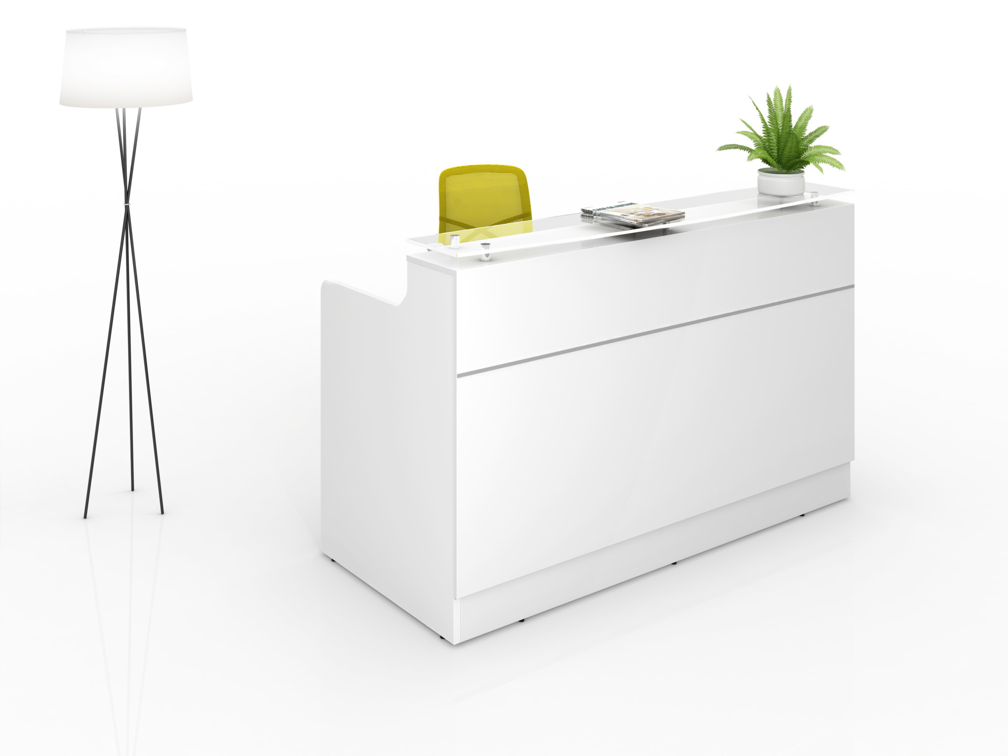 Classic Modern Office Reception Counter All White 1800mm