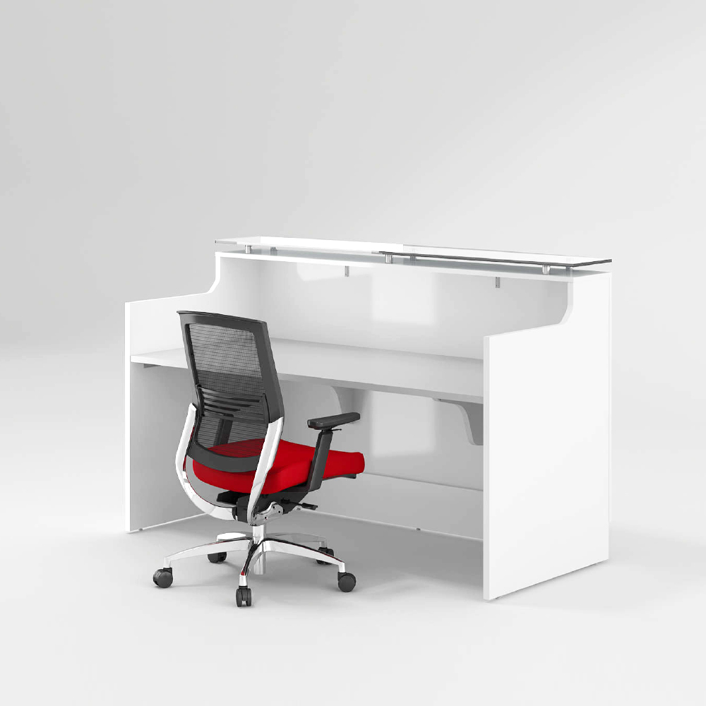 Classic Modern Office Reception Counter All White 1800mm