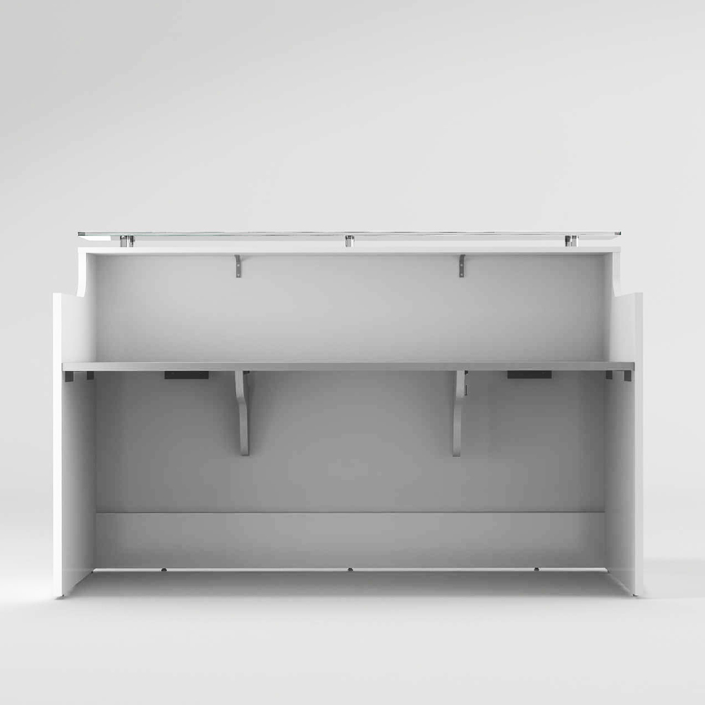 Classic Modern Office Reception Counter All White 1800mm