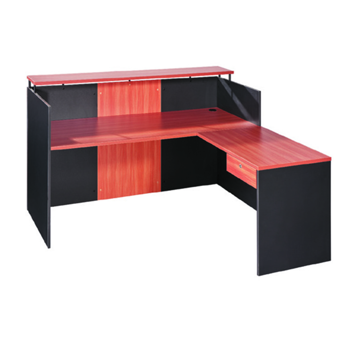 Simple OM Office Reception Counter Redwood / Charcoal W1800MM