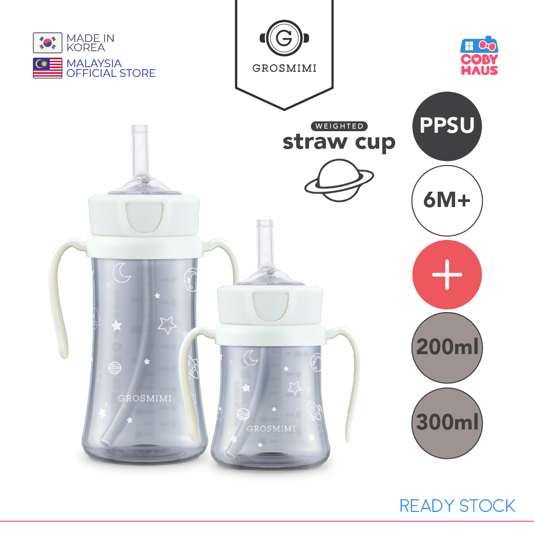 Grosmimi PPSU Weighted Straw Cup with Handle (200ml / 300ml