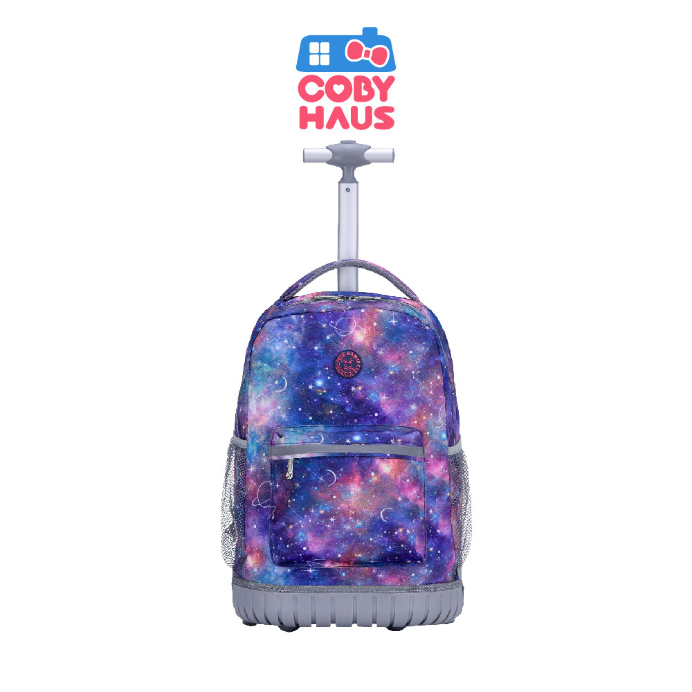 [Coby Haus] Kids Rolling Back Pack 18" -3 Zipper Light Starry Sky