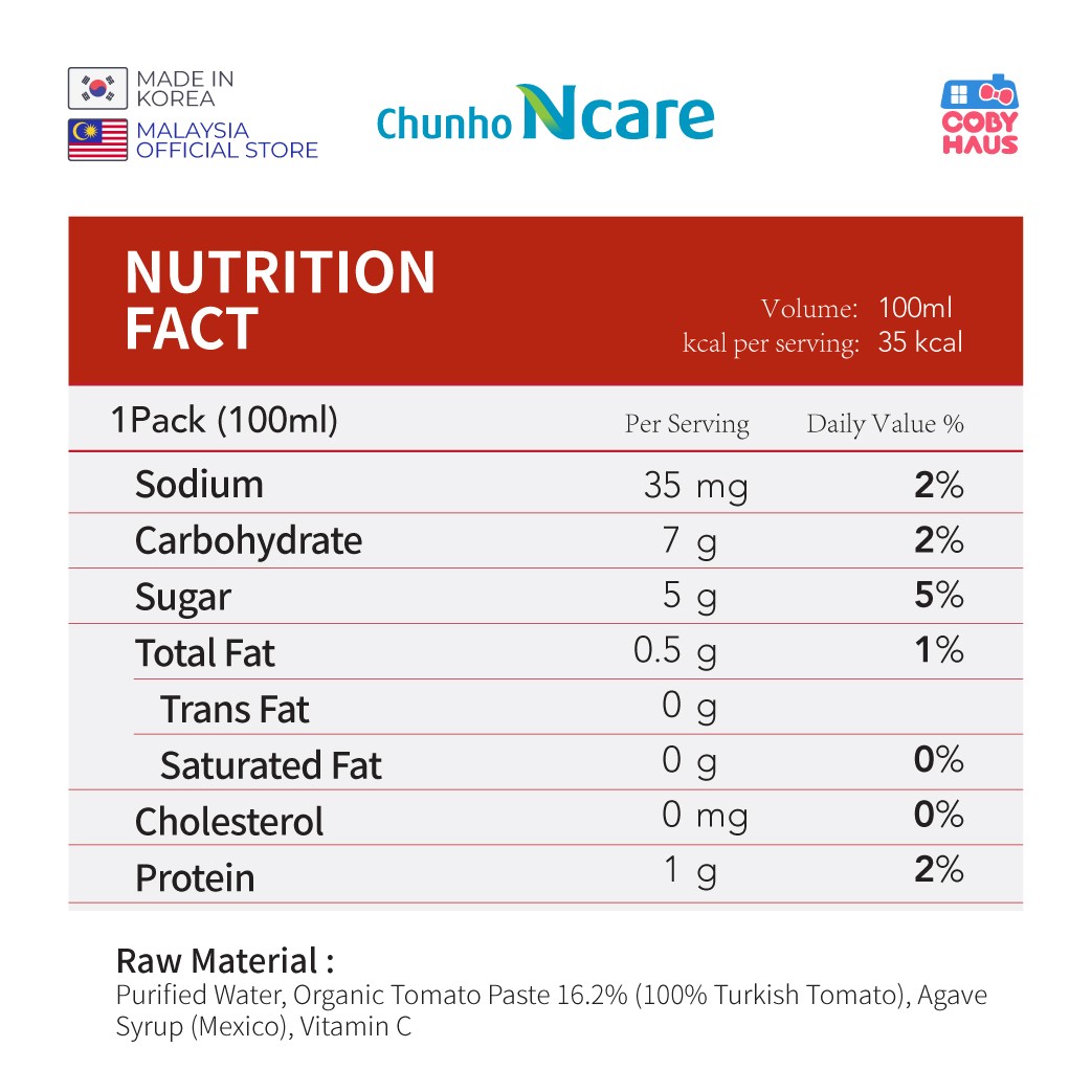 [ChunHo] Tomato Premium Juice 100ml X 10 Packs (Expired 2025/03/14)