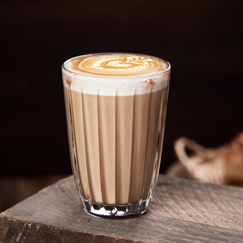 復古條紋玻璃咖啡杯