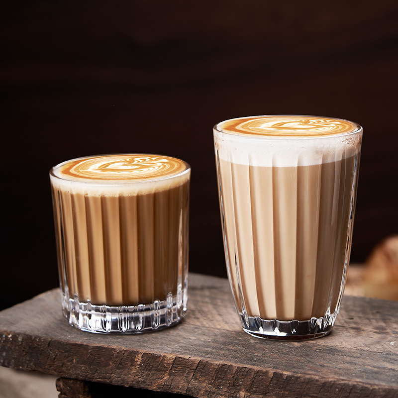 復古條紋玻璃咖啡杯