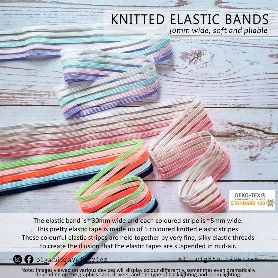 Knitted Elastic, Assorted colours, Big and Brave Fabrics, Singapore