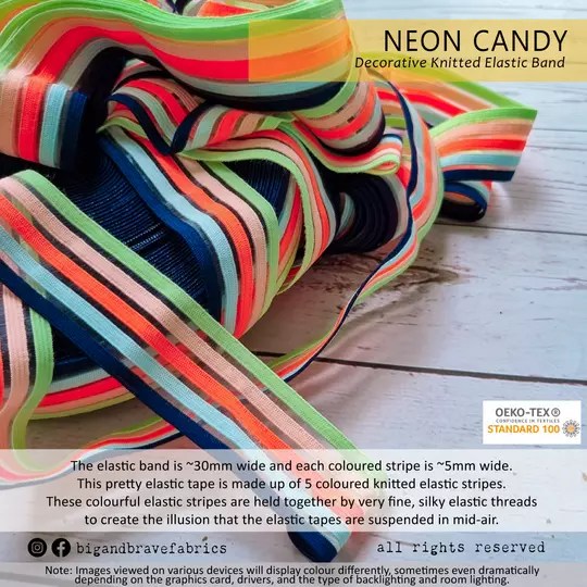 Knitted Elastic, Neon Candy, Big and Brave Fabrics, Singapore