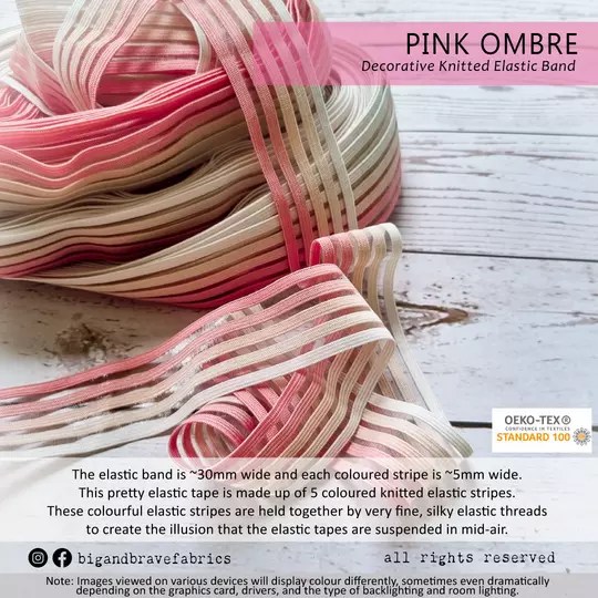 Knitted Elastic, Pink Ombre, Big and Brave Fabrics, Singapore