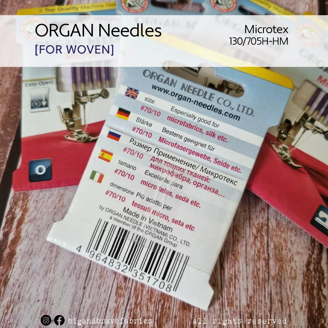 ORGAN Microtex Sharp Needles 130/705H-HM Needles, sizes 10 & 12