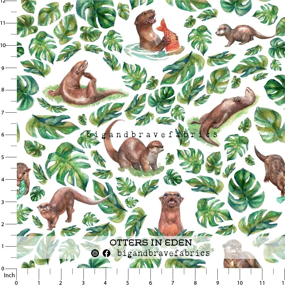 Custom Print: Otters In Eden, WHITE