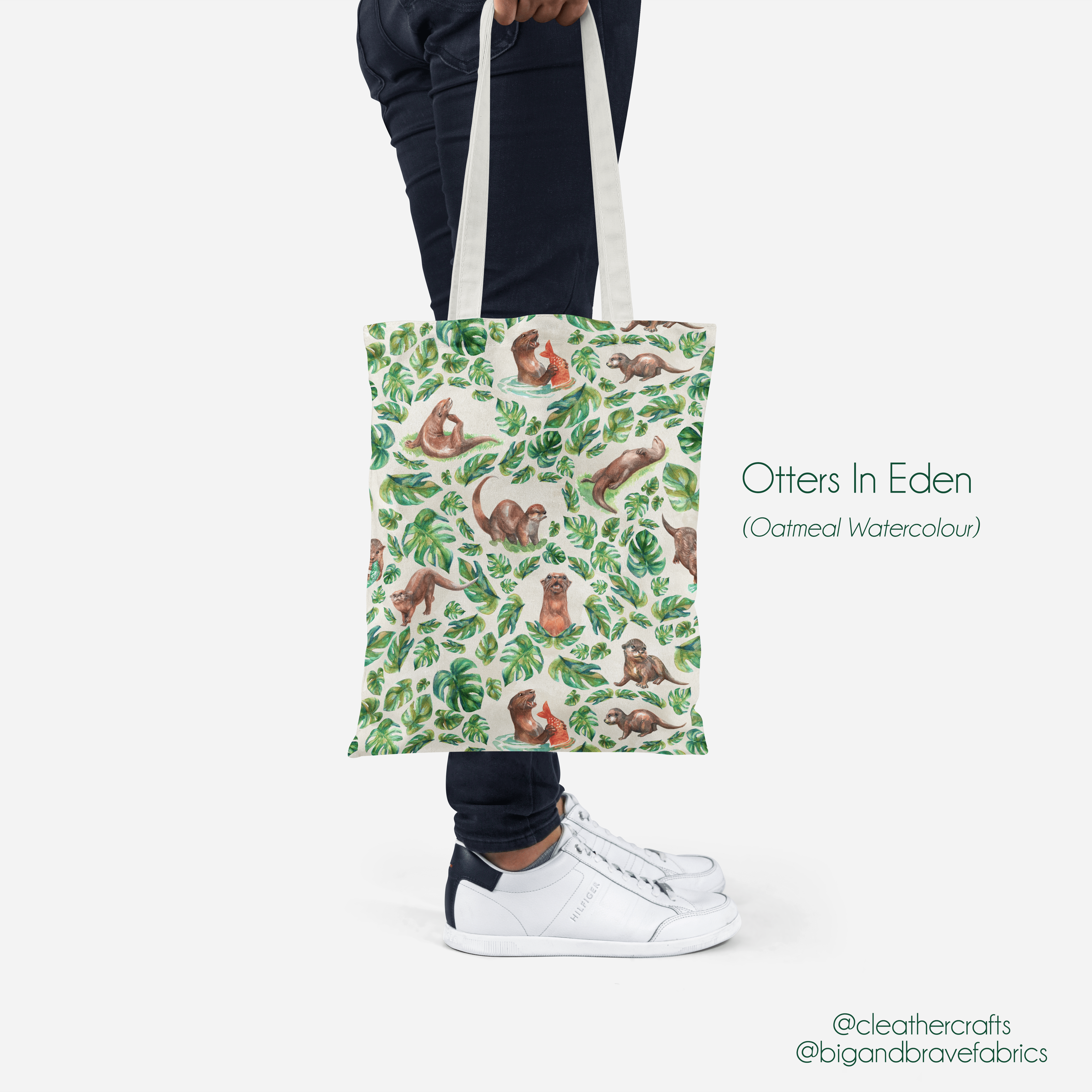 Custom Print: Otters In Eden, WHITE