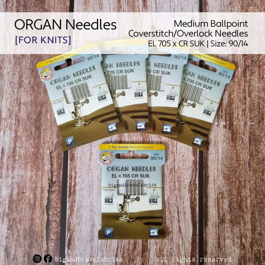 ORGAN EL X 705CR SUK Overlock/Coverstitch needles (For Knits; Medium Ballpoint)