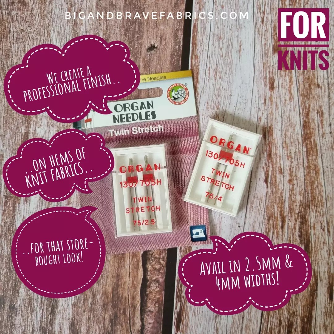 ORGAN Twin Stretch Needles 130/705H, sizes 2.5mm & 4mm