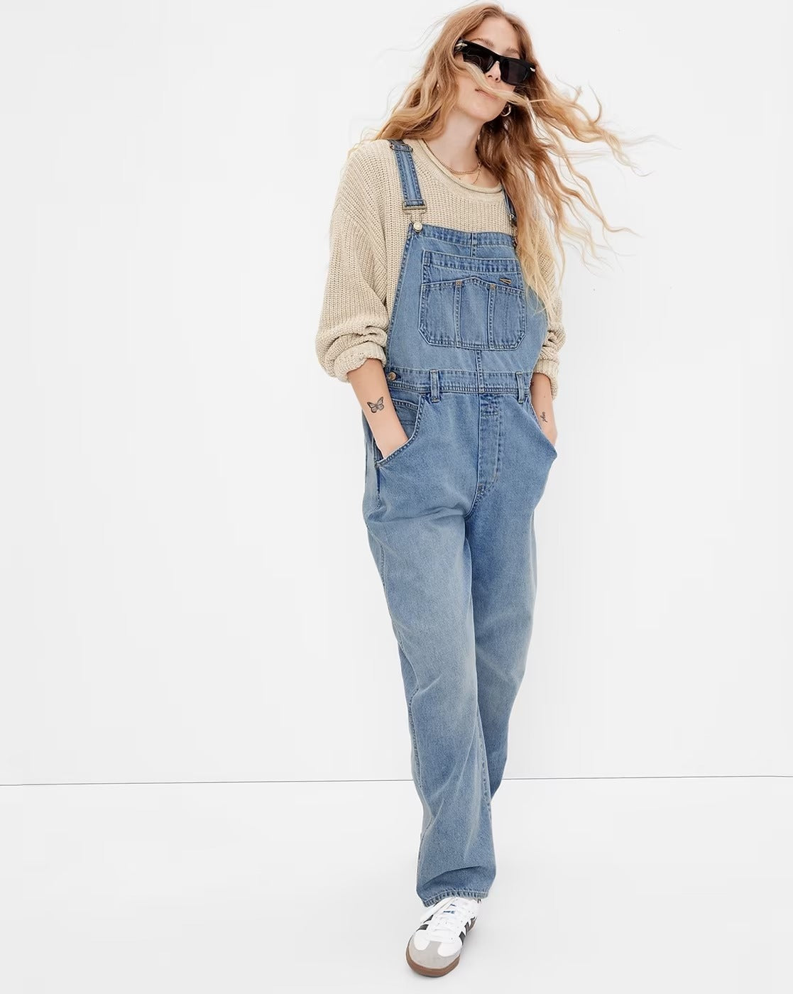 Lightly Washed Overall Denim Dungarees