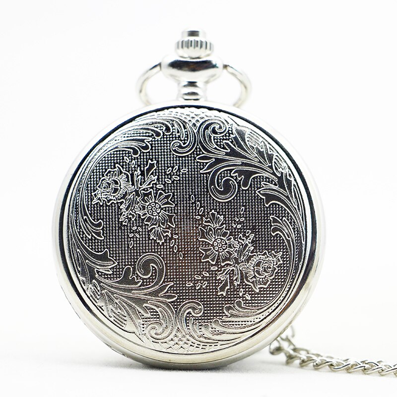 Fashion Flower Bird Pattern Quartz Pocket Watch Analog Pendant Necklace Mens Womens Watches Gift