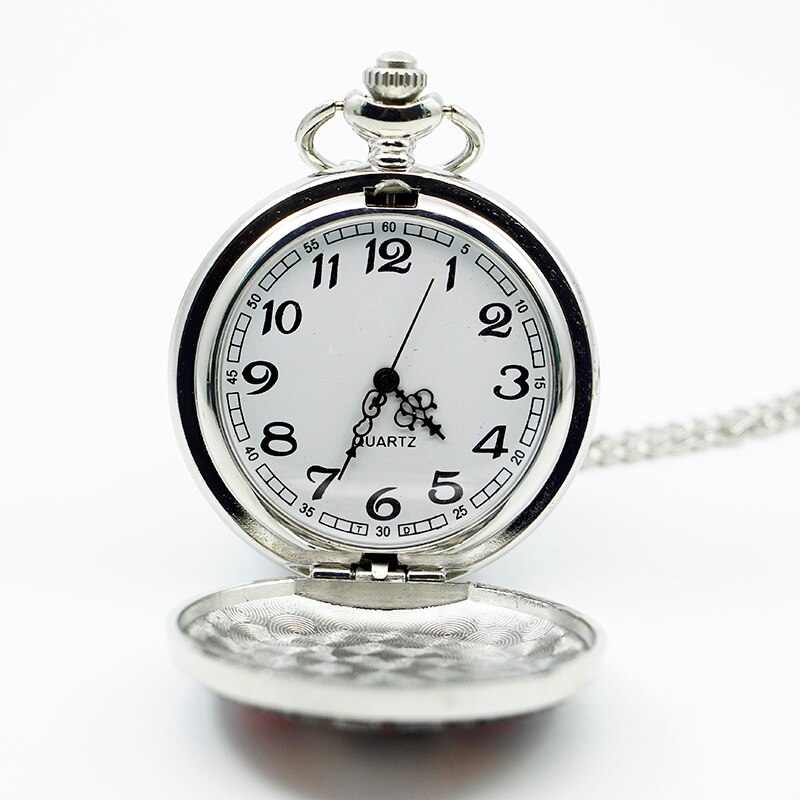 Fashion Flower Bird Pattern Quartz Pocket Watch Analog Pendant Necklace Mens Womens Watches Gift
