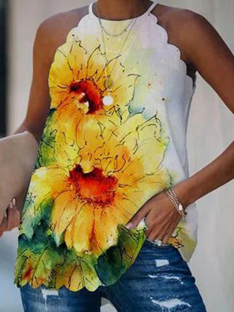 Floral Shift Sleeveless Holiday Shirts & Tops