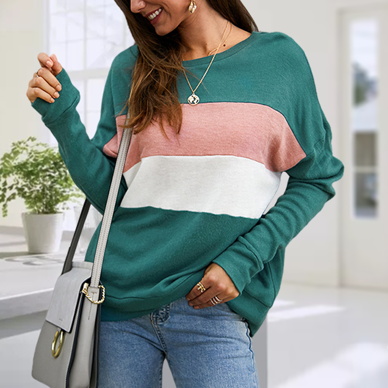 Loose Color Blocking Long-Sleeved T-shirt99炎