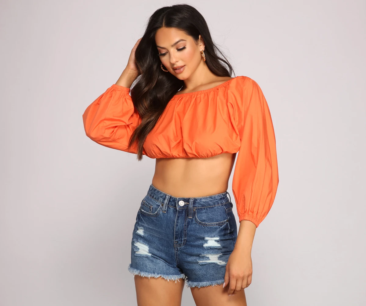 Women Top Sexy Blouse Off Shoulder Top Long Sleeve Solid Color White Shirt Puff Sleeve Ruffle Tunic Crop Top Summer Tube Top