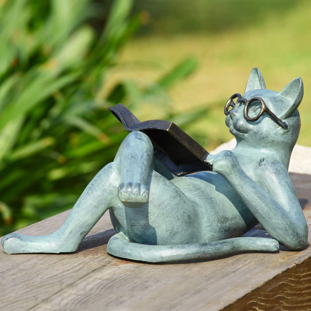 Literary Cat Garden Statue