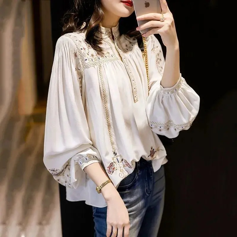 New Spring Style 2023 Bohemian Wide Stand Collar Shirt