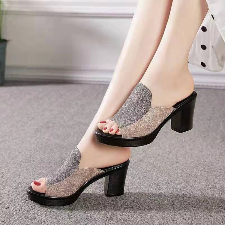 High-heeled Fashion Open Toe Flip flop Slippers