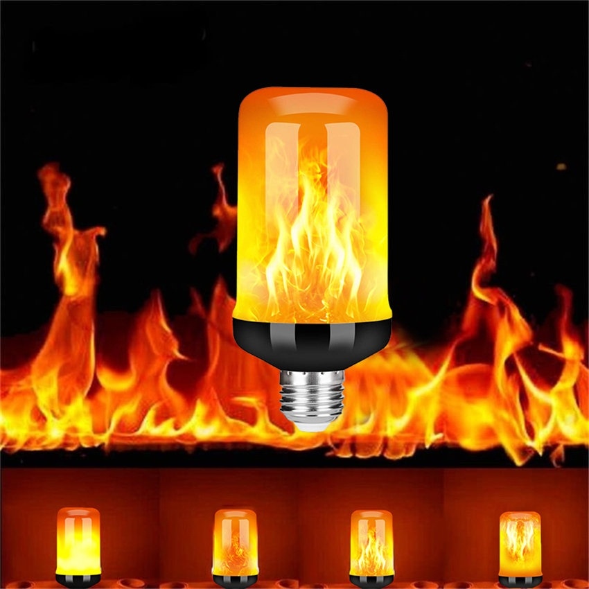E27 LED Flame Effect Light Bulb 4 Modes Flickering Emulation Home Garden Lamp Decor