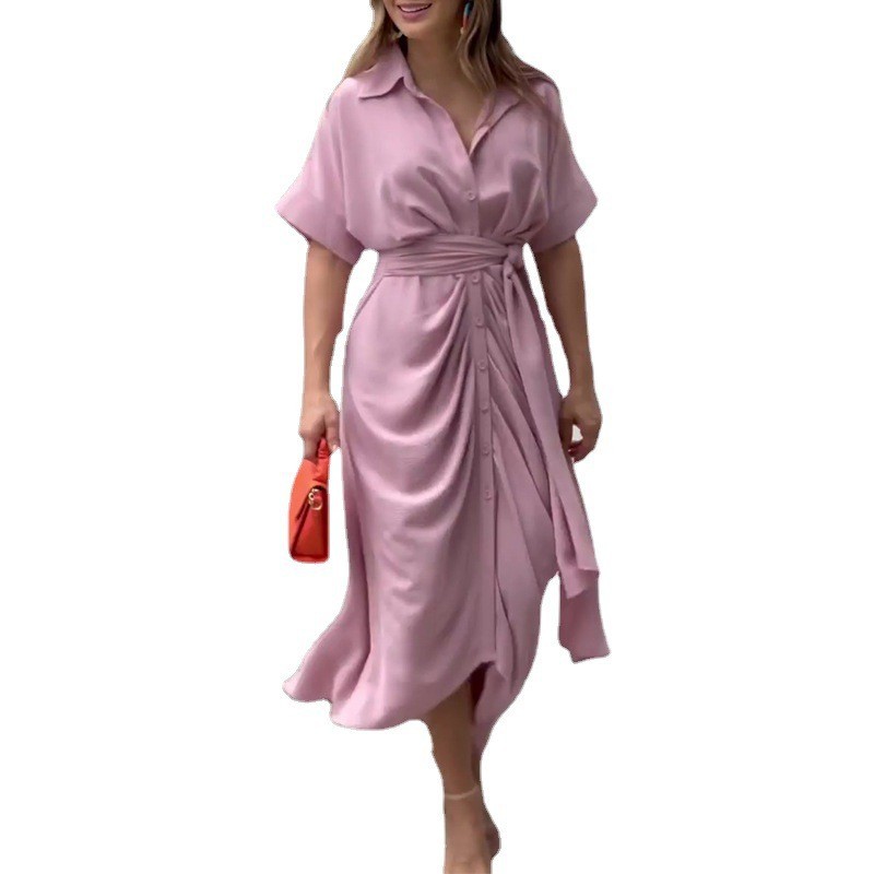 2022 New Lapel Single Breasted High Waist Dress