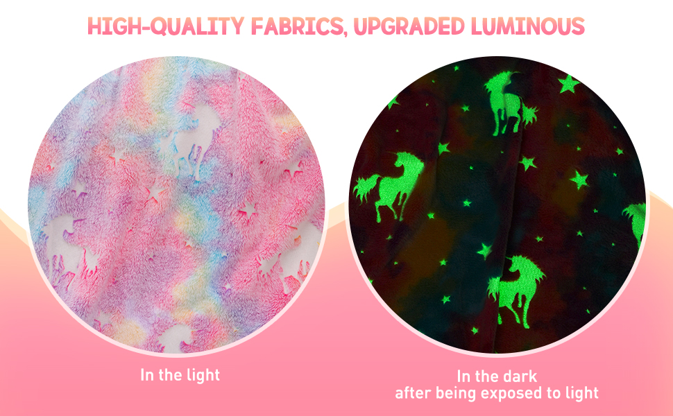 Glow in The Dark Blanket for Kids Girl Unicorn Blanket Premium Soft Fluffy Throw Blanket Pink
