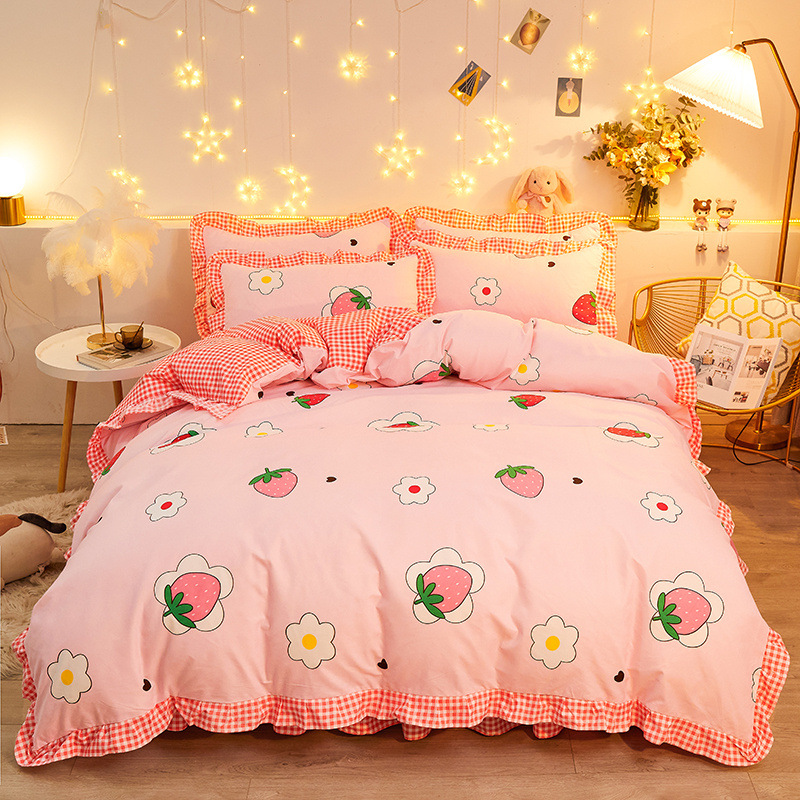 【Special Offer】Sleepymill® Rose Floral Cotton Wirh Lace Bedding For Queen King Size Bed